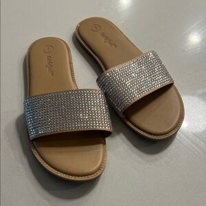 Girls Cat & Jack Tan Sandals with Rhinestones